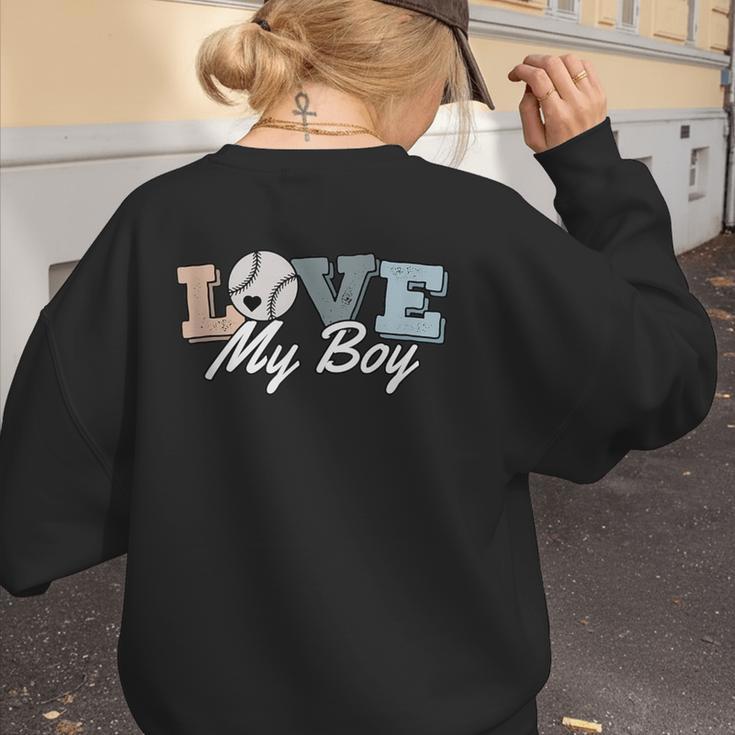 Baseball Mom Love My Boy Retro Casual Letter Print Women's Sweatshirt Back Print