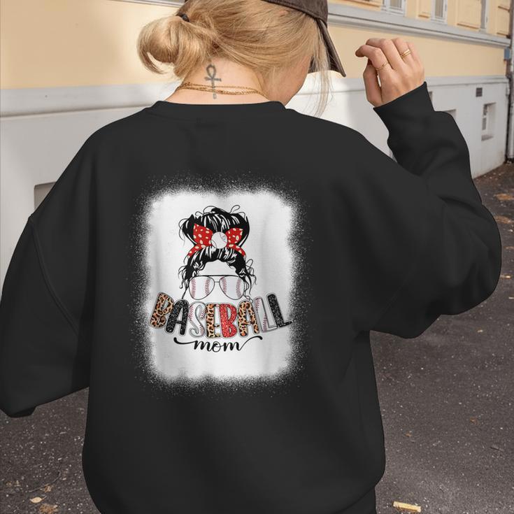 Baseball Mom Messy Bun Mommy Baseball Player Women's Sweatshirt Back Print Baseball Mom Messy Bun Mommy Baseball Player Women's Sweatshirt Back Print