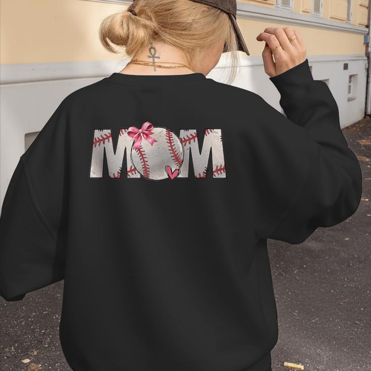 Baseball Mom With Pink Bow Women's Sweatshirt Back Print