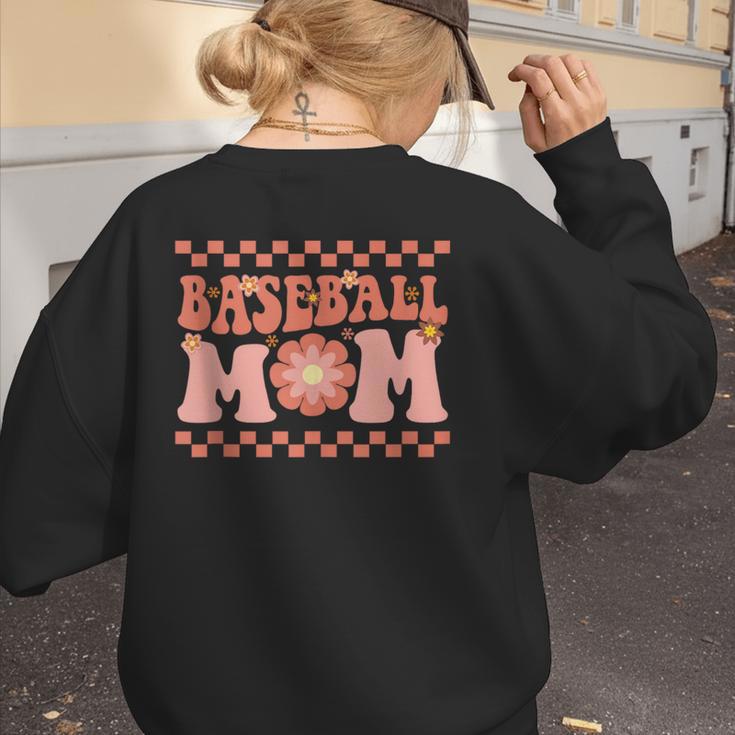 Baseball Mom Baseball Player Mama Women Groovy Women's Sweatshirt Back Print Baseball Mom Baseball Player Mama Women Groovy Women's Sweatshirt Back Print