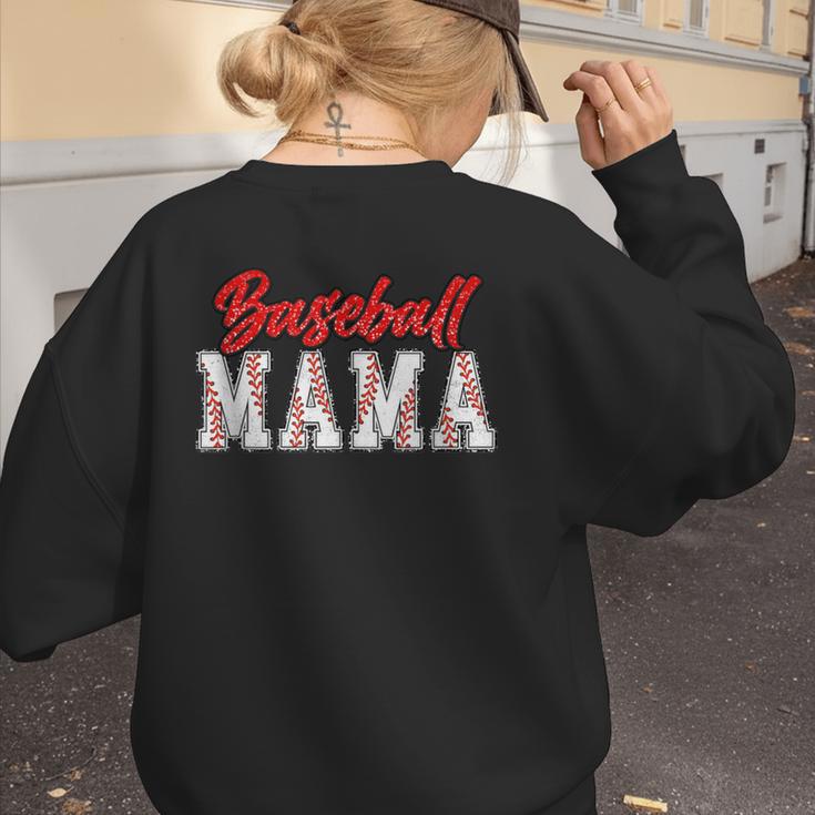 Baseball Mom Retro Groovy Baseball Mama Women Mother's Day Women's Sweatshirt Back Print Baseball Mom Retro Groovy Baseball Mama Women Mother's Day Women's Sweatshirt Back Print