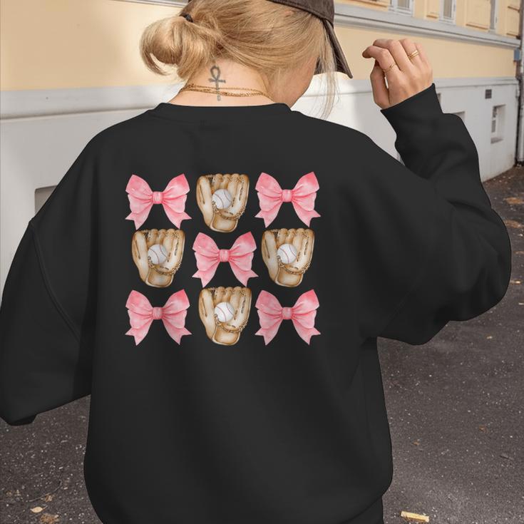 Baseball Mom Sister Tween Teen Girl Girly Pink Bow Preppy Women's Sweatshirt Back Print