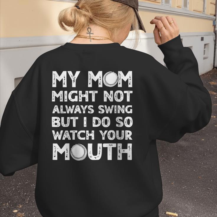 Baseball Mom Swing Watch Mouth Baseball Boy Women's Sweatshirt Back Print