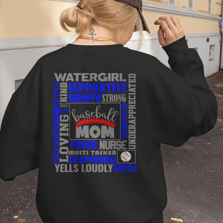 Baseball Mom Traits For Great Mothers Grey And Blue Women's Sweatshirt Back Print Baseball Mom Traits For Great Mothers Grey And Blue Women's Sweatshirt Back Print