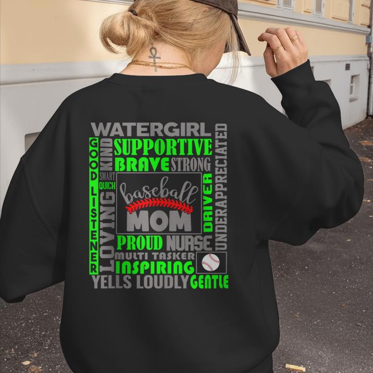 Baseball Mom Traits For Great Mothers Grey And Green Women's Sweatshirt Back Print
