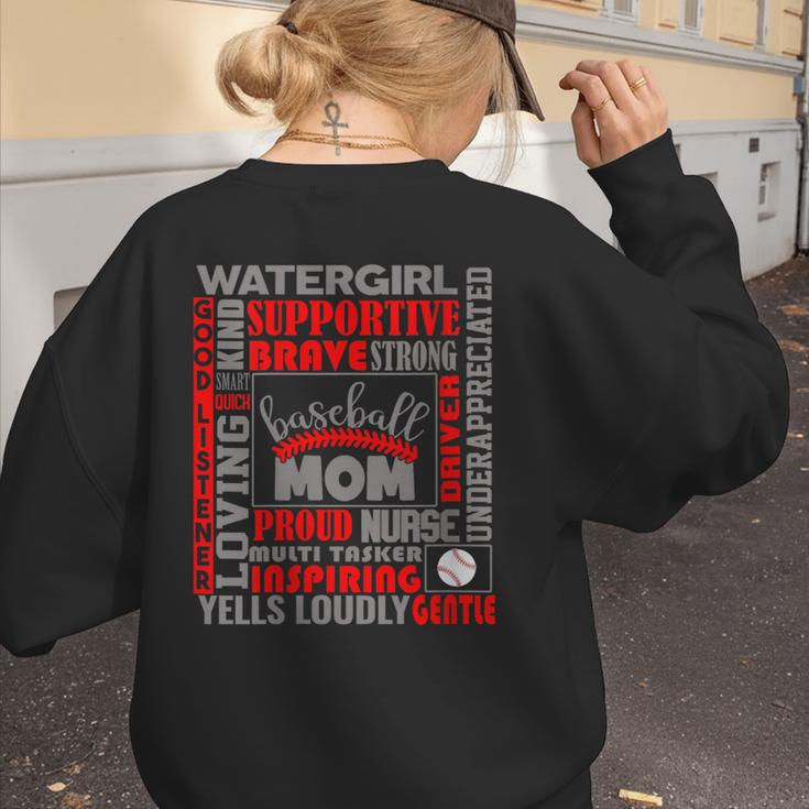 Baseball Mom Traits For Great Mothers Grey And Red Women's Sweatshirt Back Print