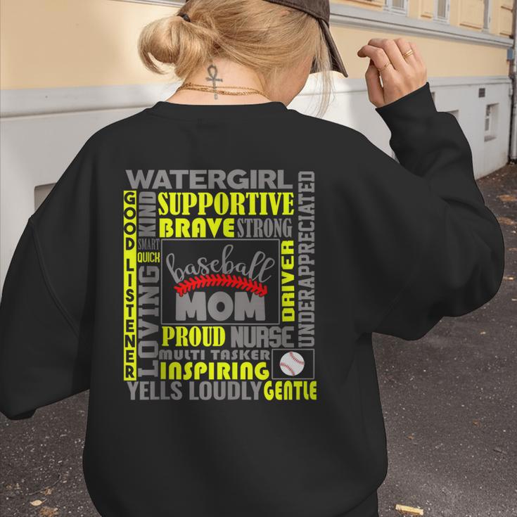 Baseball Mom Traits For Great Mothers Grey And Yellow Women's Sweatshirt Back Print Baseball Mom Traits For Great Mothers Grey And Yellow Women's Sweatshirt Back Print