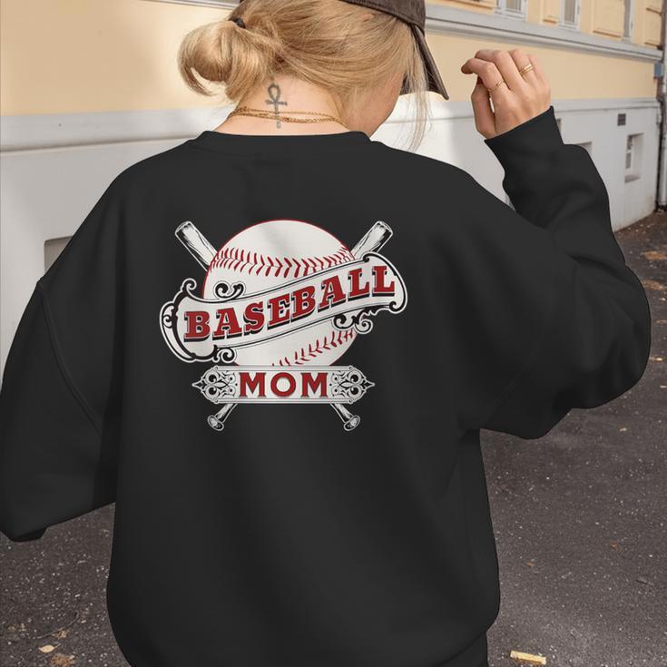 Baseball Mom Vintage Retro Game Day Son Supporter Fan Women's Sweatshirt Back Print