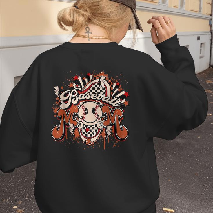 Baseball Mom Vintage Retro Groovy Sport Fan Mother Day Women's Sweatshirt Back Print