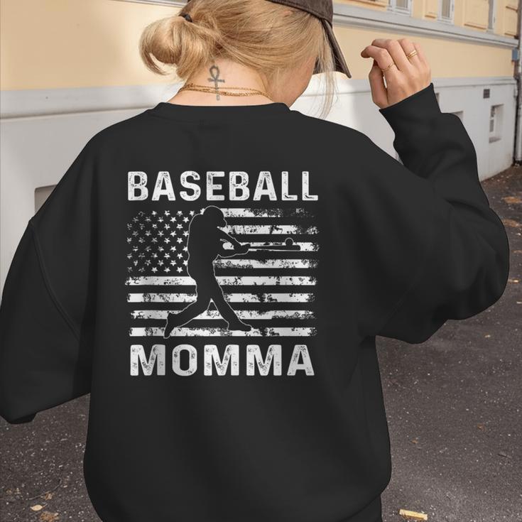 Baseball Momma Mom USA Flag 4th Of July Women's Sweatshirt Back Print Baseball Momma Mom USA Flag 4th Of July Women's Sweatshirt Back Print