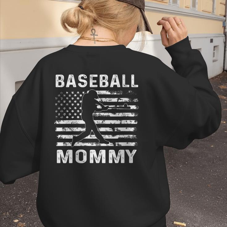 Baseball Mommy Mom USA Flag 4th Of July Women's Sweatshirt Back Print Baseball Mommy Mom USA Flag 4th Of July Women's Sweatshirt Back Print