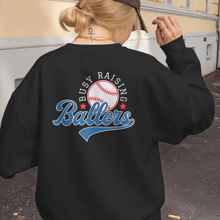 Busy Raising Ballers Baseball Mom Group Tee Women's Sweatshirt Back Print