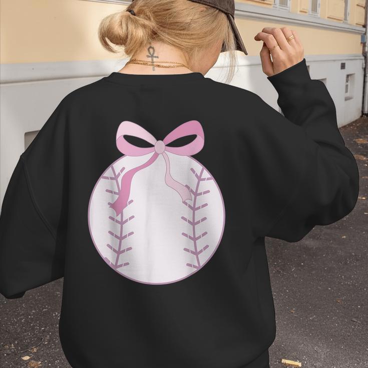 Coquette Baseball Mom Pink Bow Baseball Mama Women's Sweatshirt Back Print Coquette Baseball Mom Pink Bow Baseball Mama Women's Sweatshirt Back Print