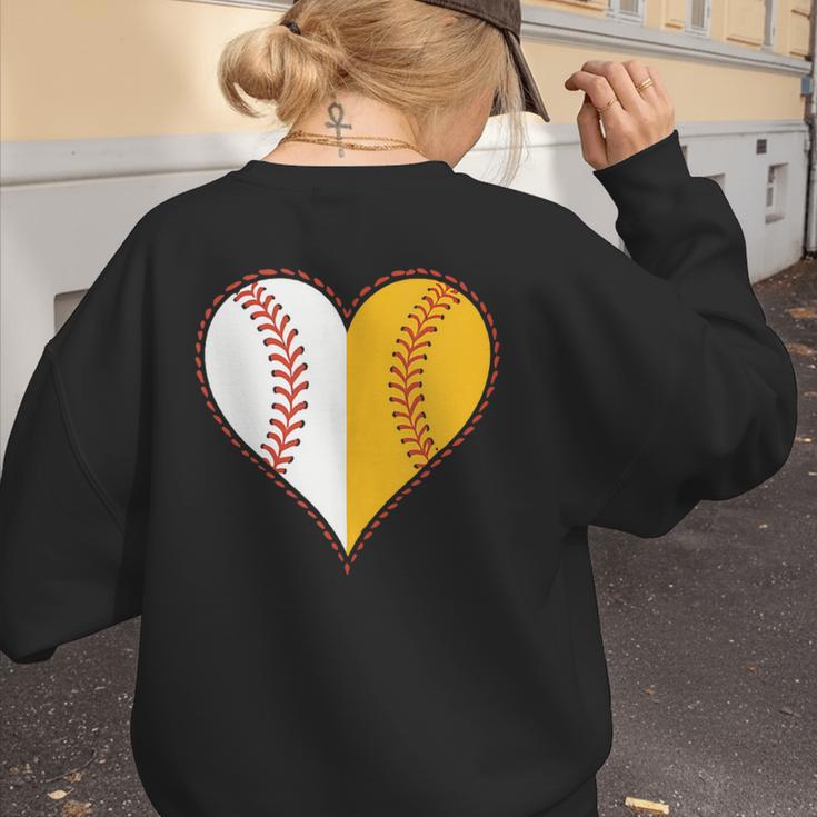 Cute Love Baseball Fast Pitch Softball Heart Baseball Mom Women's Sweatshirt Back Print Cute Love Baseball Fast Pitch Softball Heart Baseball Mom Women's Sweatshirt Back Print