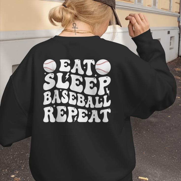 Eat Sleep Baseball Repeat Baseball Lover Baseball Mom Girls Women's Sweatshirt Back Print
