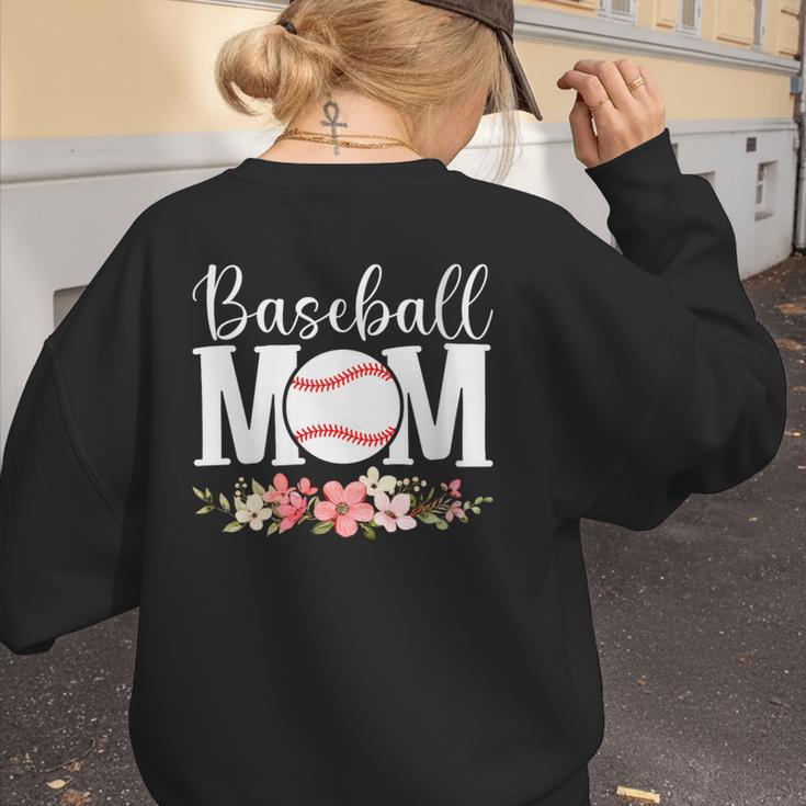 Floral Baseball Mom Mother's Day Cute Baseball Mama Mommy Women's Sweatshirt Back Print Floral Baseball Mom Mother's Day Cute Baseball Mama Mommy Women's Sweatshirt Back Print