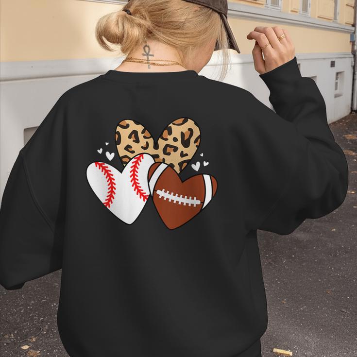 Football Baseball Heart Football Baseball Mom Women's Sweatshirt Back Print Football Baseball Heart Football Baseball Mom Women's Sweatshirt Back Print