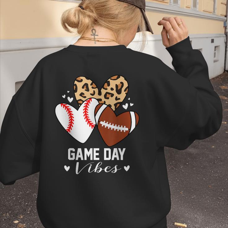 Game Day Vibes Football Baseball Mom Heart Women's Sweatshirt Back Print Game Day Vibes Football Baseball Mom Heart Women's Sweatshirt Back Print