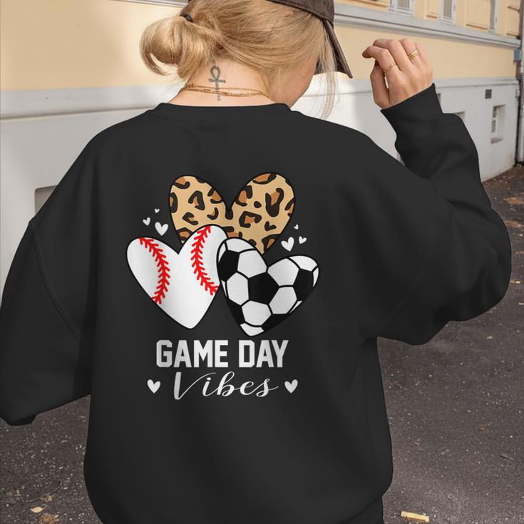 Game Day Vibes Soccer Baseball Mom Heart Women's Sweatshirt Back Print Game Day Vibes Soccer Baseball Mom Heart Women's Sweatshirt Back Print