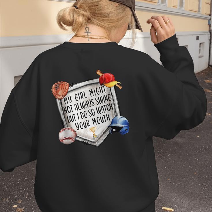 My Girl Might Not Always Swing But I Do Baseball Mom Mama Women's Sweatshirt Back Print My Girl Might Not Always Swing But I Do Baseball Mom Mama Women's Sweatshirt Back Print