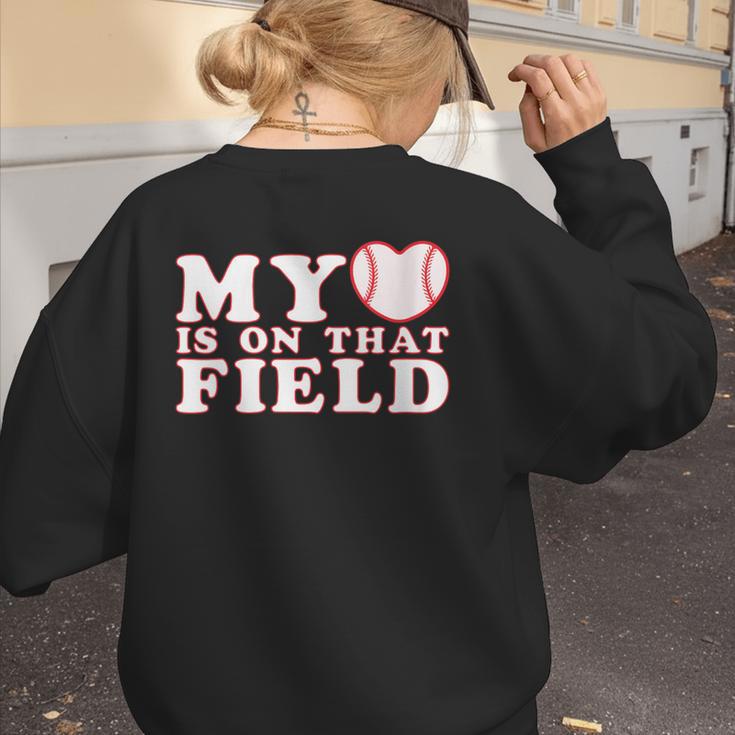 My Heart Is On That Court Baseball Mom Women's Sweatshirt Back Print