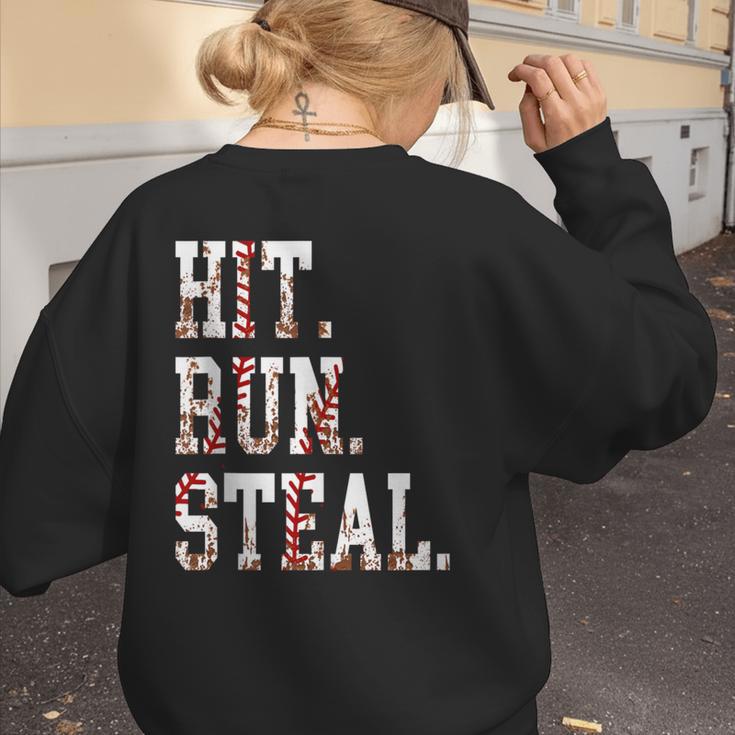 Hit Run Steal Baseball Mom For Women Baseball Women's Sweatshirt Back Print