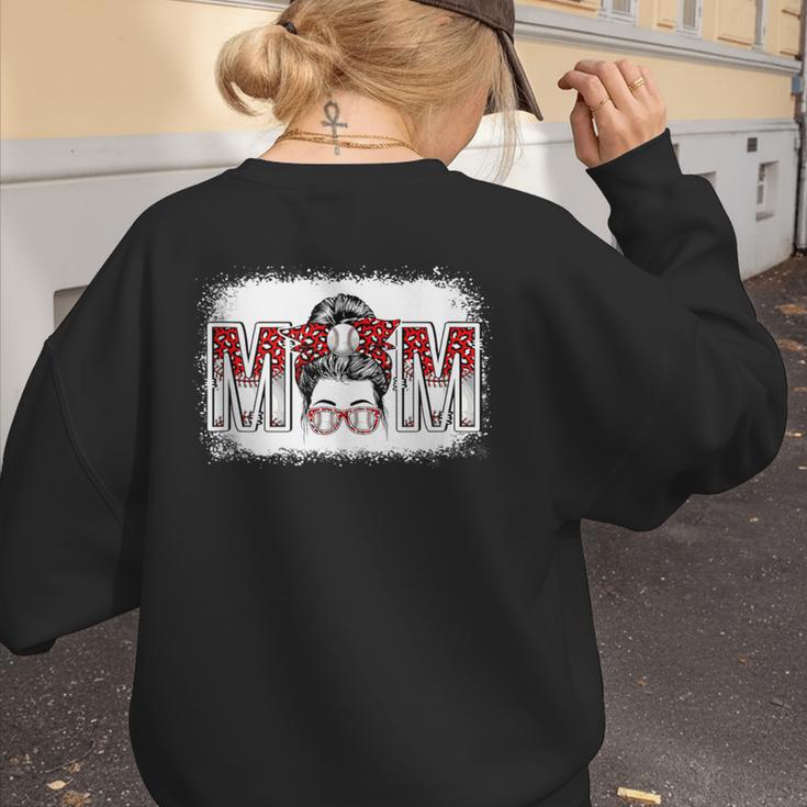 Leopard Baseball Mom Mama Mother's Day Son Daughter Boys Women's Sweatshirt Back Print
