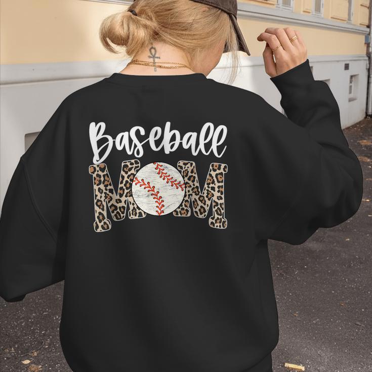 Leopard Baseball Mom Baseball Mama Retro Cute Mother's Day Women's Sweatshirt Back Print Leopard Baseball Mom Baseball Mama Retro Cute Mother's Day Women's Sweatshirt Back Print