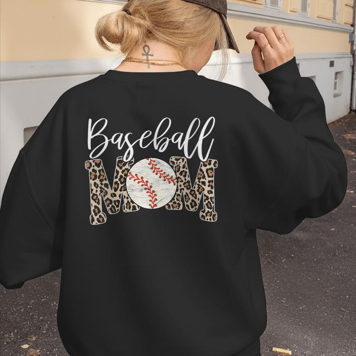 Leopard Baseball Mom Matching Baseball Mama Family Matching Women's Sweatshirt Back Print