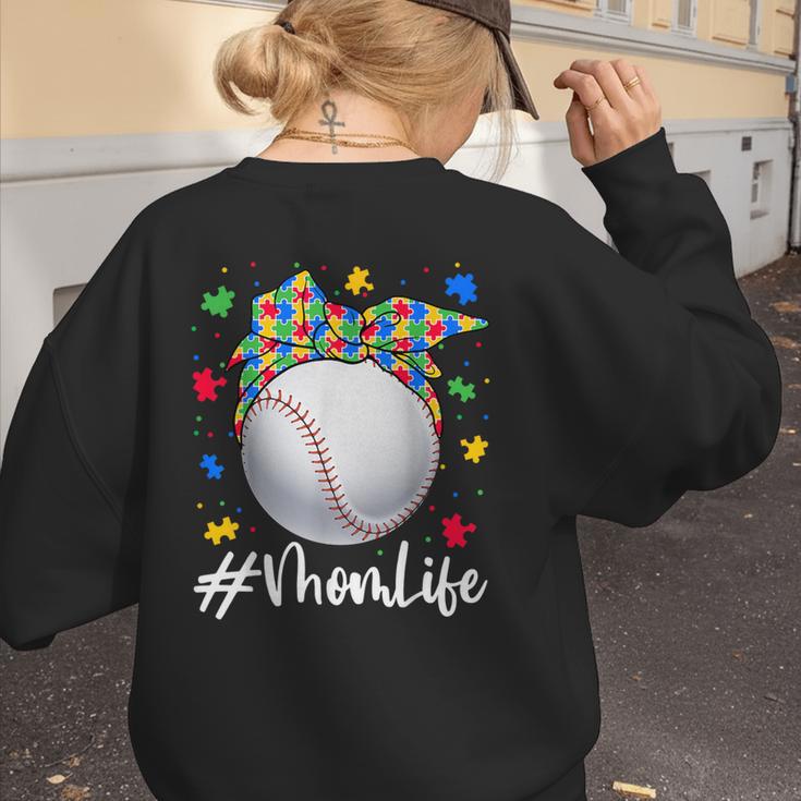 Messy Ball Puzzle Baseball Mom Life Autism Awareness Month Women's Sweatshirt Back Print