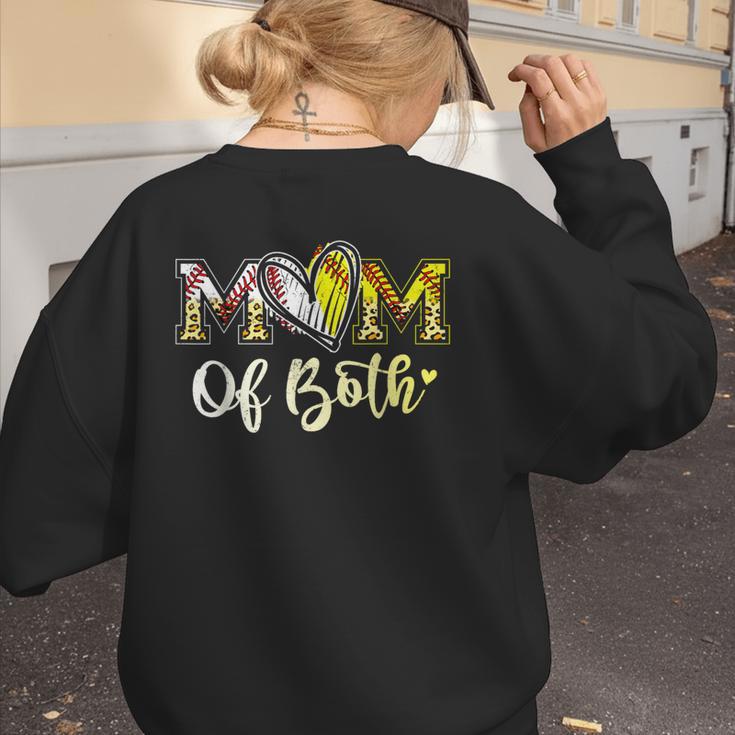 Mom Of Both Softball Baseball Mom Women's Sweatshirt Back Print