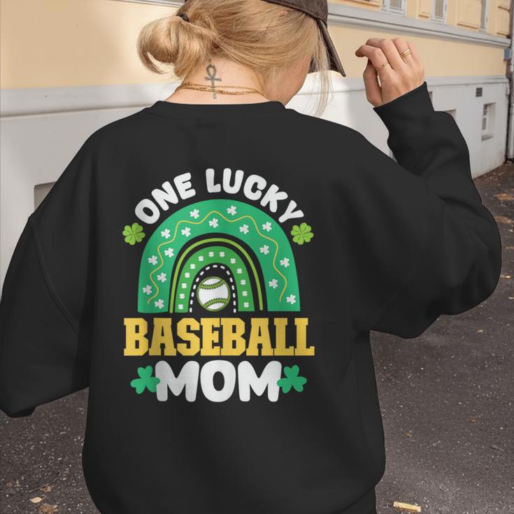 One Lucky Baseball Mom St Patricks Day Rainbow Mother Mama Women's Sweatshirt Back Print