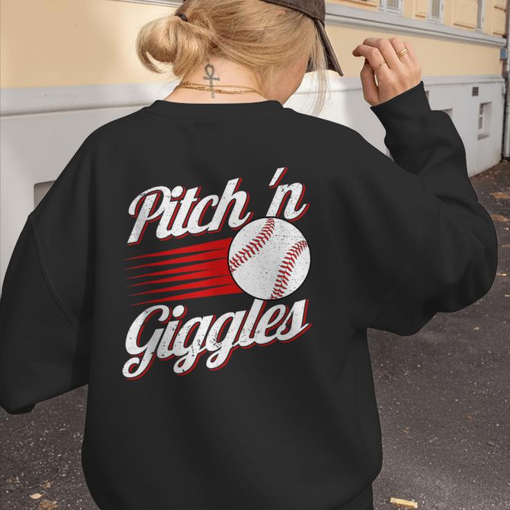 Pitch 'n Giggles Baseball Player Women Baseball Mom Women's Sweatshirt Back Print Pitch 'n Giggles Baseball Player Women Baseball Mom Women's Sweatshirt Back Print