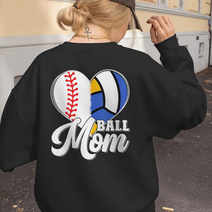 Proud Ball Mom Volleyball Baseball Mom Heart Women's Sweatshirt Back Print