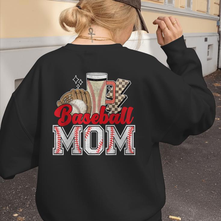 Retro Coffee Baseball Mama Mother's Day Baseball Mom Women's Sweatshirt Back Print