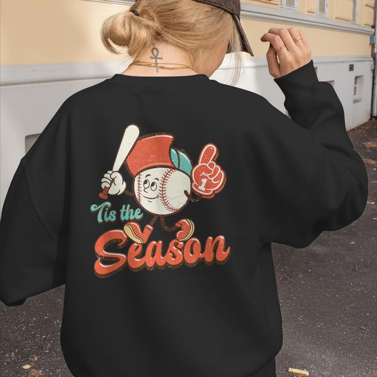 Retro Tis The Season Baseball Mom Baseball Lover Boys Kids Women's Sweatshirt Back Print