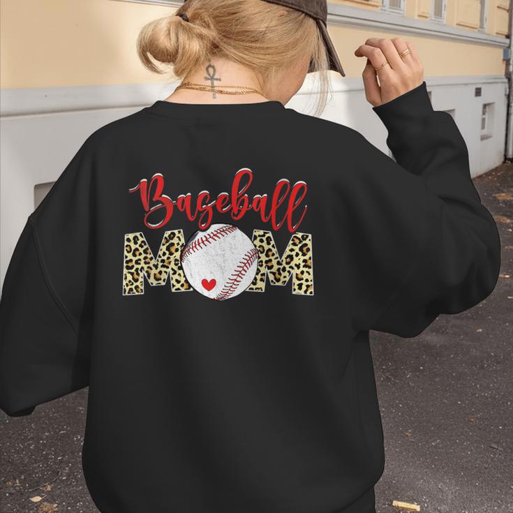 Sport Mom Leopard Mother's Day Baseball Mommy Mama Women's Sweatshirt Back Print Sport Mom Leopard Mother's Day Baseball Mommy Mama Women's Sweatshirt Back Print
