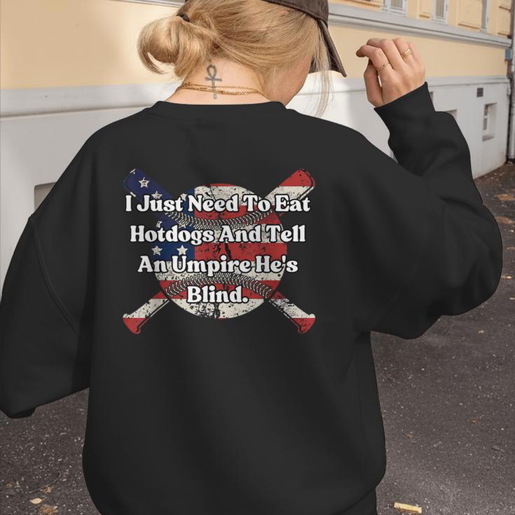 Umpire And Hotdogs 4th July Baseball Moms Women's Sweatshirt Back Print