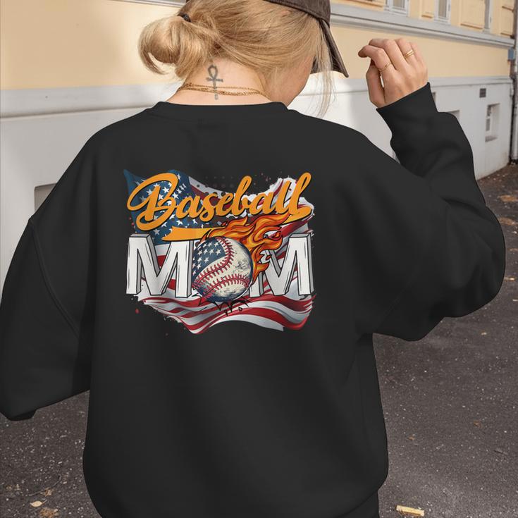 Vintage American Flag Baseball Mom Patriotic 4th July Women's Sweatshirt Back Print Vintage American Flag Baseball Mom Patriotic 4th July Women's Sweatshirt Back Print