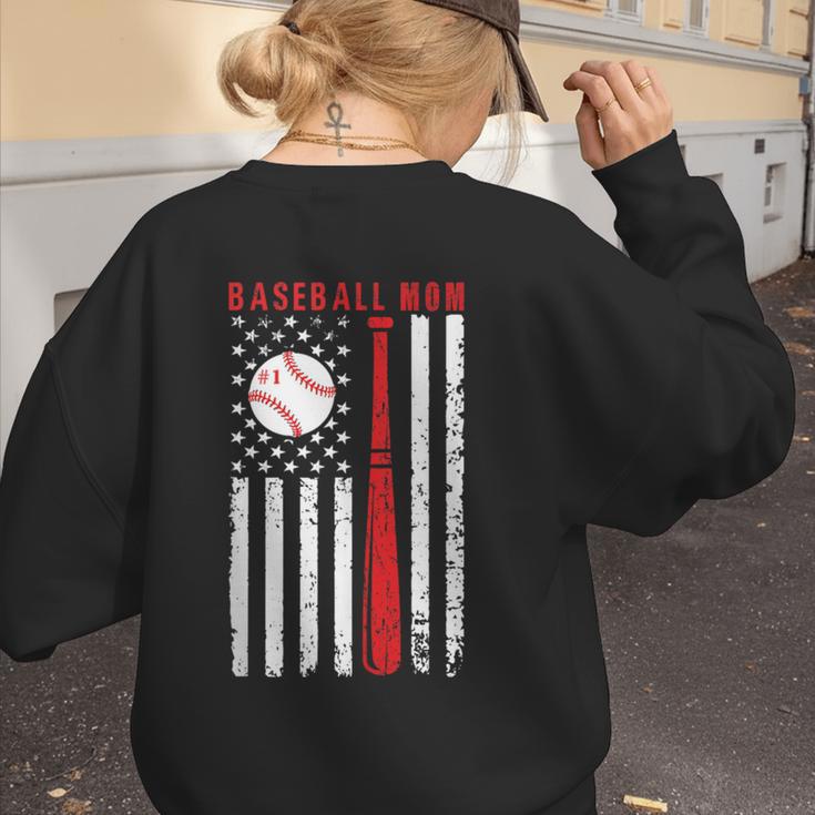 Vintage Baseball Flag Women Baseball Mom Women's Sweatshirt Back Print Vintage Baseball Flag Women Baseball Mom Women's Sweatshirt Back Print