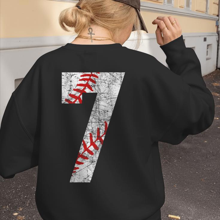 Vintage Baseball Mom 7 Jersey Baseball Favorite Player Women's Sweatshirt Back Print Vintage Baseball Mom 7 Jersey Baseball Favorite Player Women's Sweatshirt Back Print