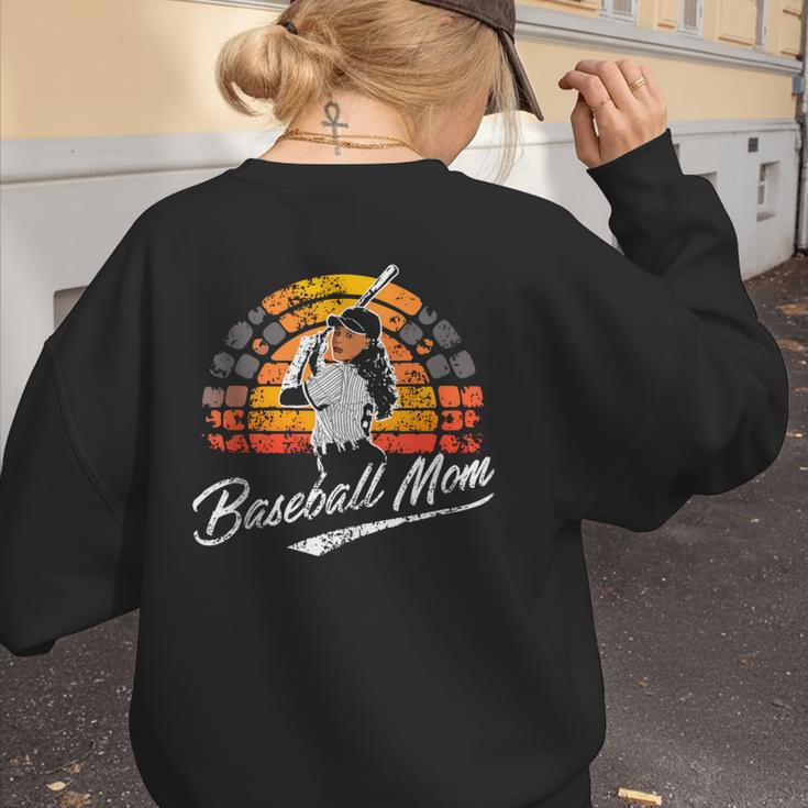 Vintage Retro Sunset Baseball Mom Mother's Day Women's Sweatshirt Back Print