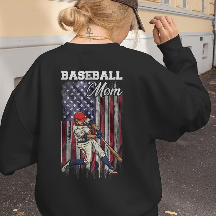 Vintage USA Flag Baseball Player Proud Baseball Mom Women's Sweatshirt Back Print Vintage USA Flag Baseball Player Proud Baseball Mom Women's Sweatshirt Back Print