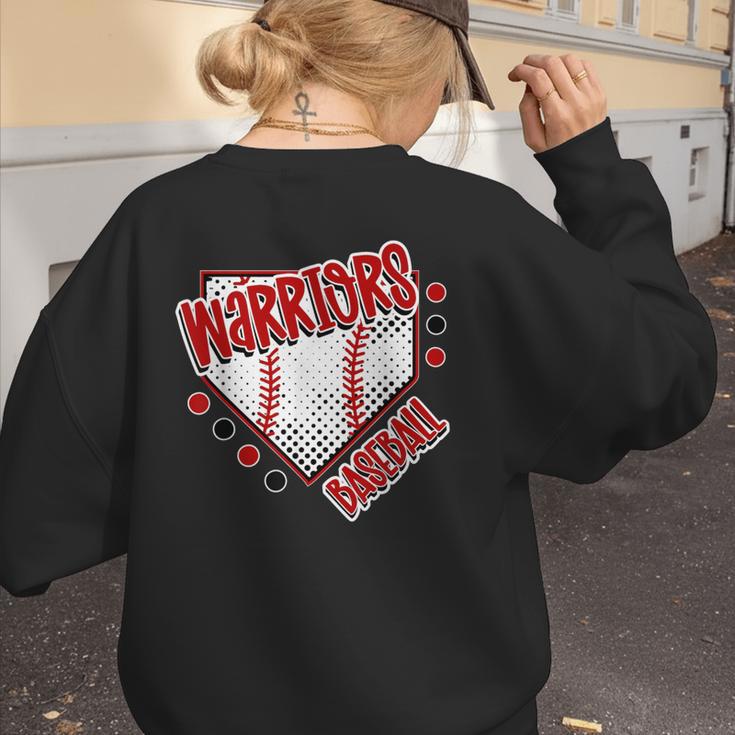 Warriors Home Plate Baseball Sports Baseball Mom Women's Sweatshirt Back Print Warriors Home Plate Baseball Sports Baseball Mom Women's Sweatshirt Back Print