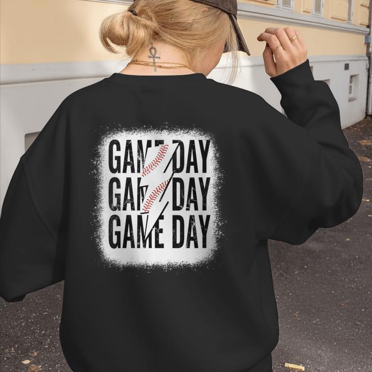 Womens Baseball Mom Leopard Game Day Mother's Day Women's Sweatshirt Back Print Womens Baseball Mom Leopard Game Day Mother's Day Women's Sweatshirt Back Print