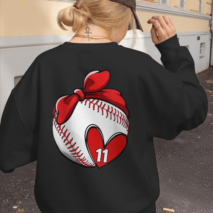 Womens Custom Baseball Mom Number 11 Heart For Mom Mommy Women's Sweatshirt Back Print Womens Custom Baseball Mom Number 11 Heart For Mom Mommy Women's Sweatshirt Back Print