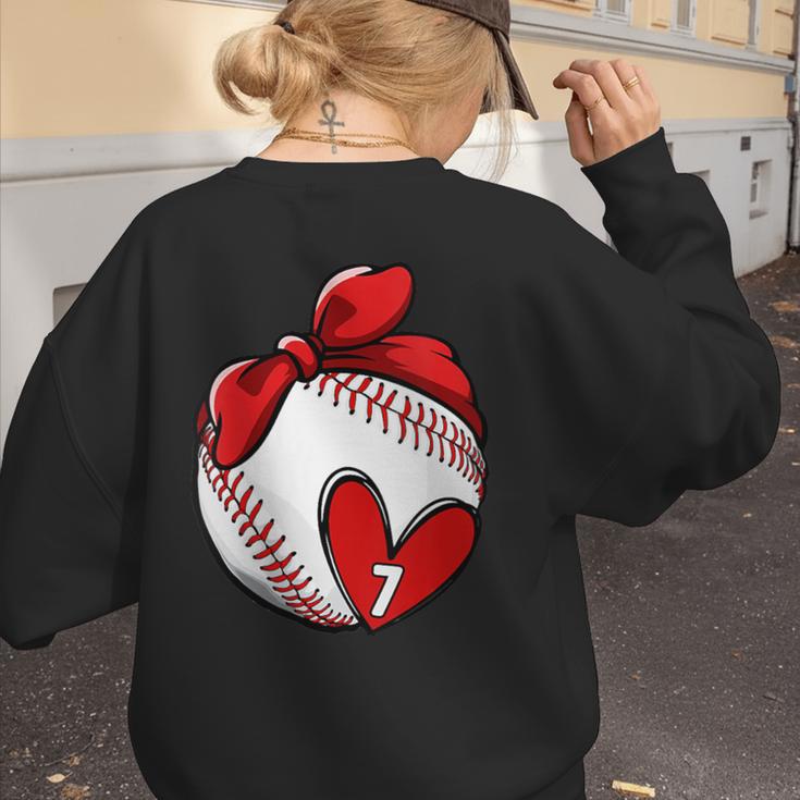 Womens Custom Baseball Mom Number 7 Heart For Mom Mommy Women's Sweatshirt Back Print Womens Custom Baseball Mom Number 7 Heart For Mom Mommy Women's Sweatshirt Back Print
