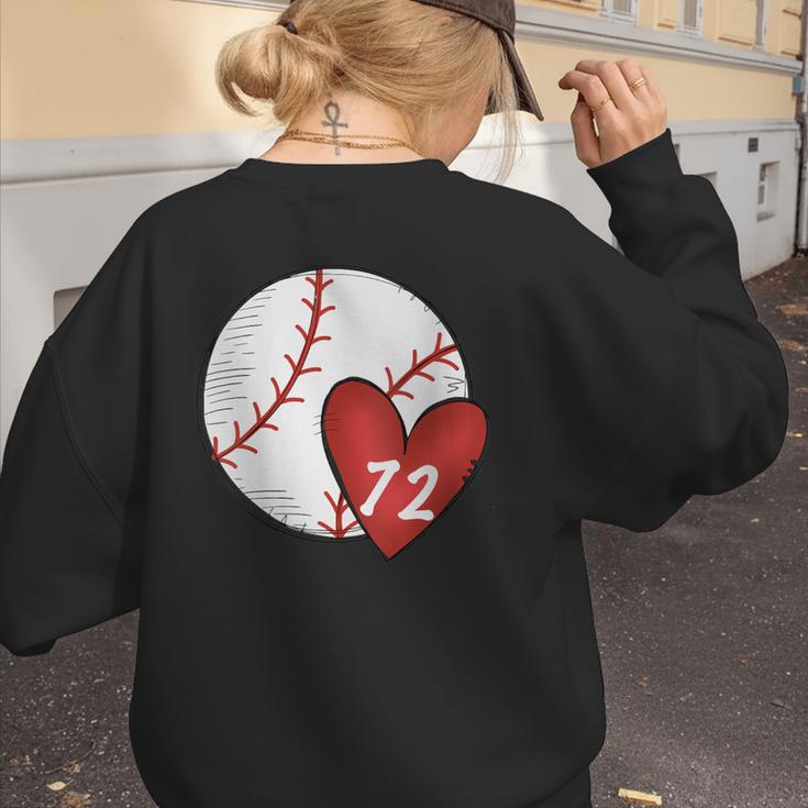 Womens Custom Baseball Mom Number 72 Heart For Mom Mommy Women's Sweatshirt Back Print Womens Custom Baseball Mom Number 72 Heart For Mom Mommy Women's Sweatshirt Back Print