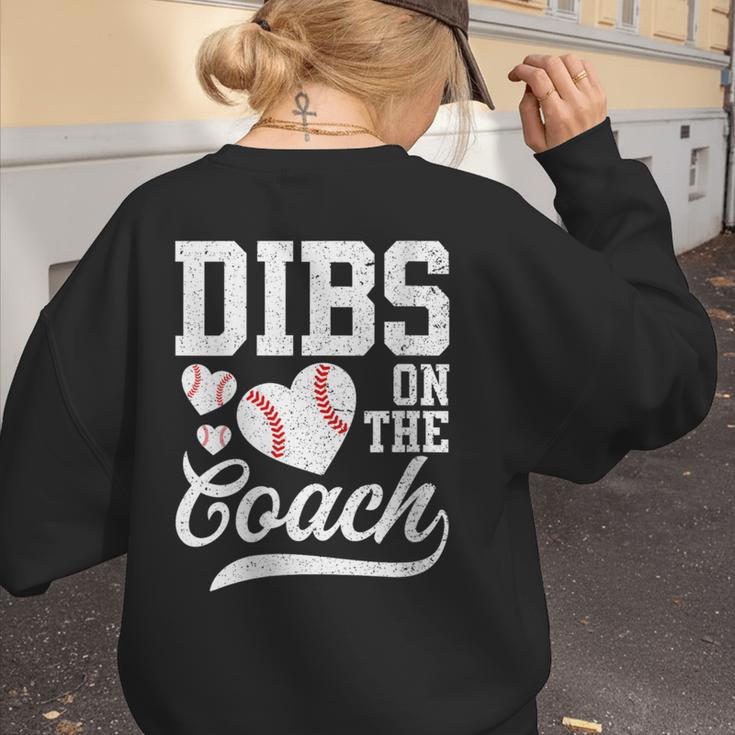 Womens Dibs On The Coach Coach's Wife Quote Baseball Mom Women's Sweatshirt Back Print Womens Dibs On The Coach Coach's Wife Quote Baseball Mom Women's Sweatshirt Back Print