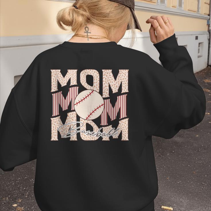 Women's Retro Baseball Mama Distressed Baseball Mom Life Women's Sweatshirt Back Print
